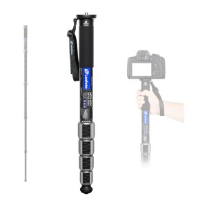 Camera Monopod Carbon Fiber Portable Compact Lightweight Travel Monopod with Wrist Strap, Silicone Handle, Twist Locks, 5-Section up to 185cm