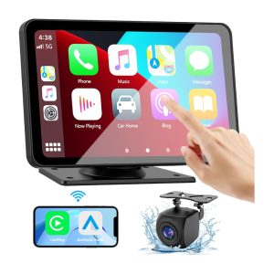 Apple Carplay Screen for Car, 7" HD Portable Car Stereo Touch Screen with Wireless Android Auto, Backup Camera