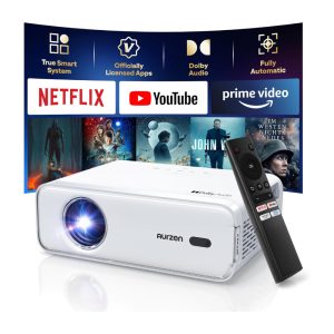 EAZZE D1 Smart Projector with WiFi and Bluetooth, Netflix-Officially-Licensed, Auto Focus & Keystone, DoIby Audio, Zoom, Native 1080P Movie