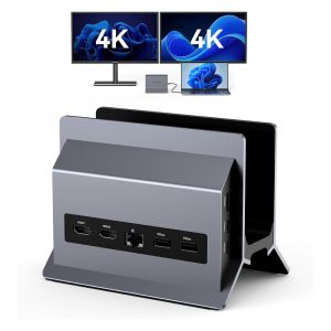 TobenONE Laptop Docking Station Dual Monitor 4K@60Hz with 2 HDMI Ports, 100W Power Supply, Dual HDMI USB C Docking Station Stand for Windows, ChromeOS, 6 USB, Ethernet