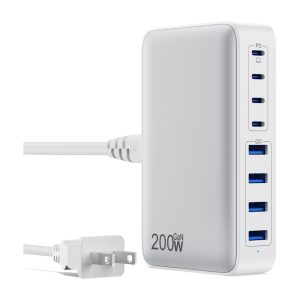 USB C Charger 200W USB C Charger Block, Upgraded GaN III 8-Port Fast Charging Station Hub, PD 65W Laptop Charging Adapter Compatible with MacBook Pro/Air, DELL, Steam Deck, iPhone 16/15/14, Galaxy S23/22