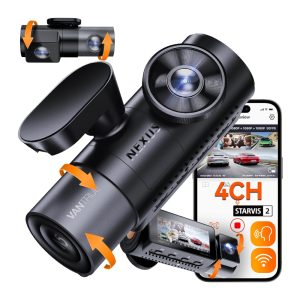 Vantrue N5 4 Channel WiFi 360° All Sides Dash Cam, STARVIS 2, IR Night Vision, 2.7K+1080P*3 Front Rear Inside Dashcam, Voice Control, GPS