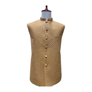 Golden Waist Coat Machine Thread Work
